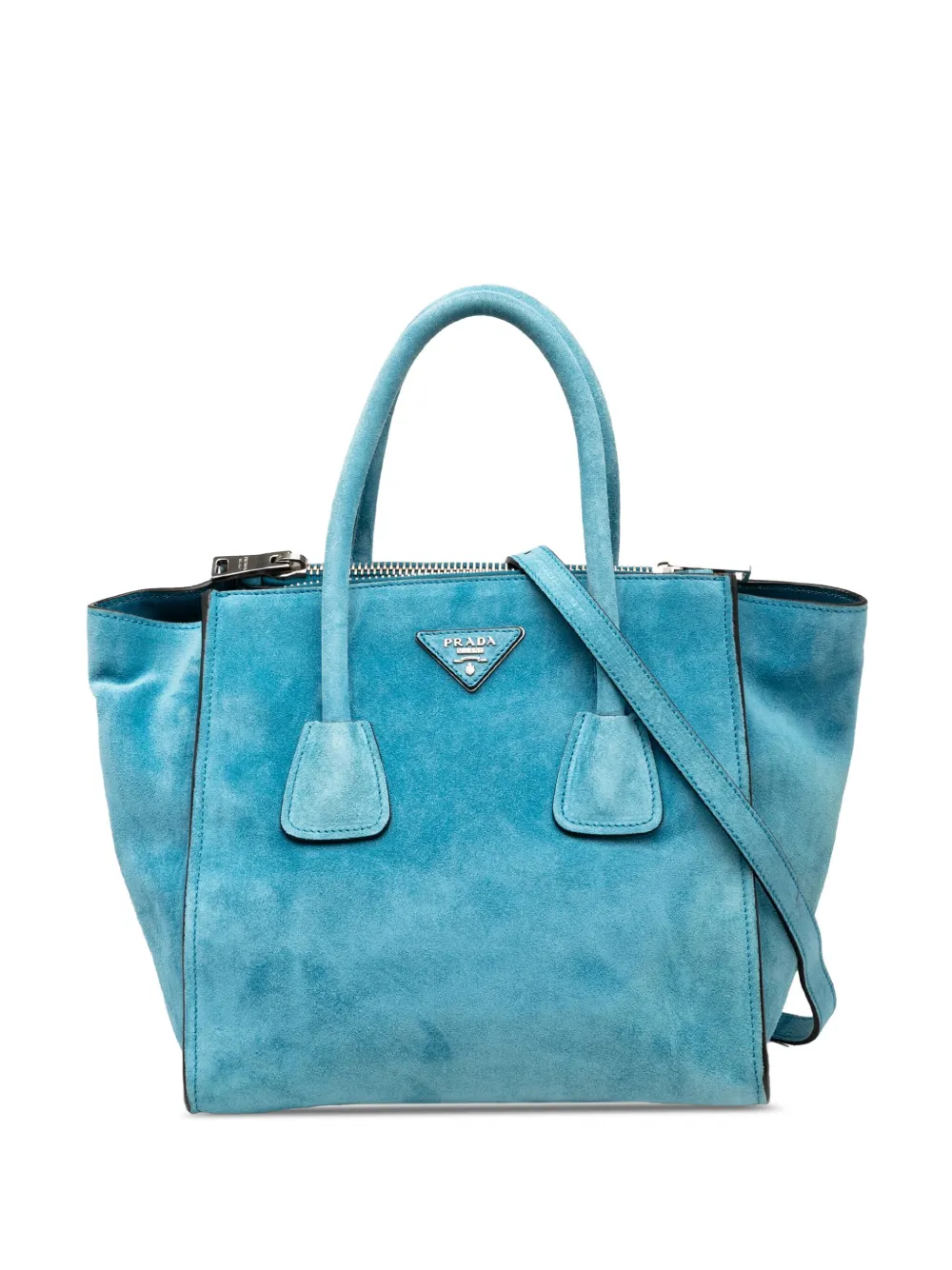 Prada Pre-Owned 2000-2025 Small Scamosciato Twin Pocket satchel - ブルー Prada Pre-Owned 2000-2025 Small Scamosciato Twin Pocket satchel - ブルー