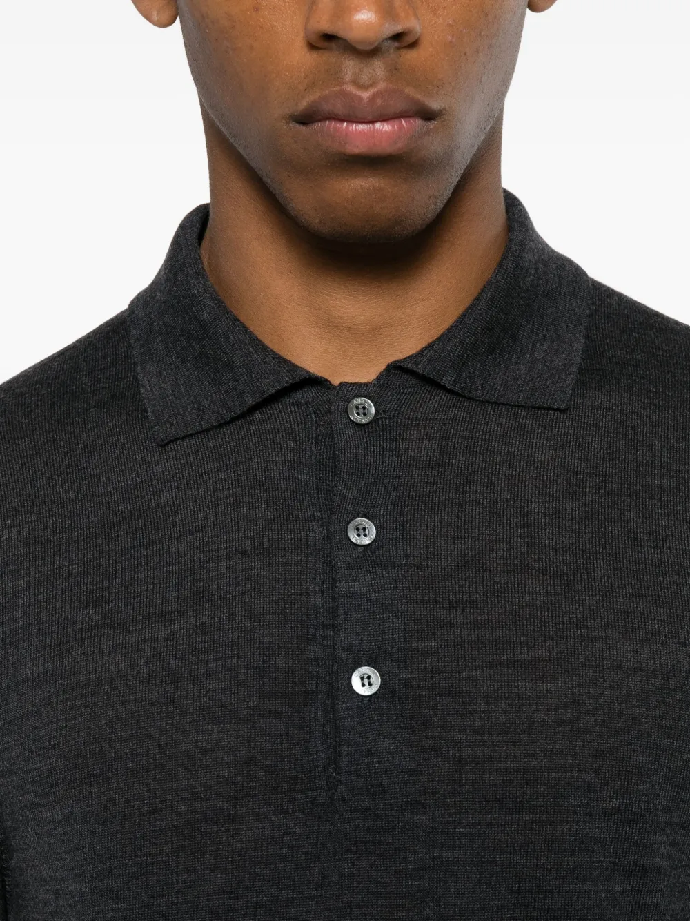 Canali Wollen poloshirt met knopen Grijs