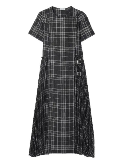 Burberry buckle pleated check-print dress