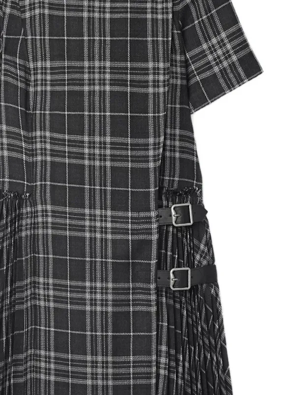 y2k party dresses Burberry-Girls Beige Check Dress The long Burberry Wool Blend Kilt Dress