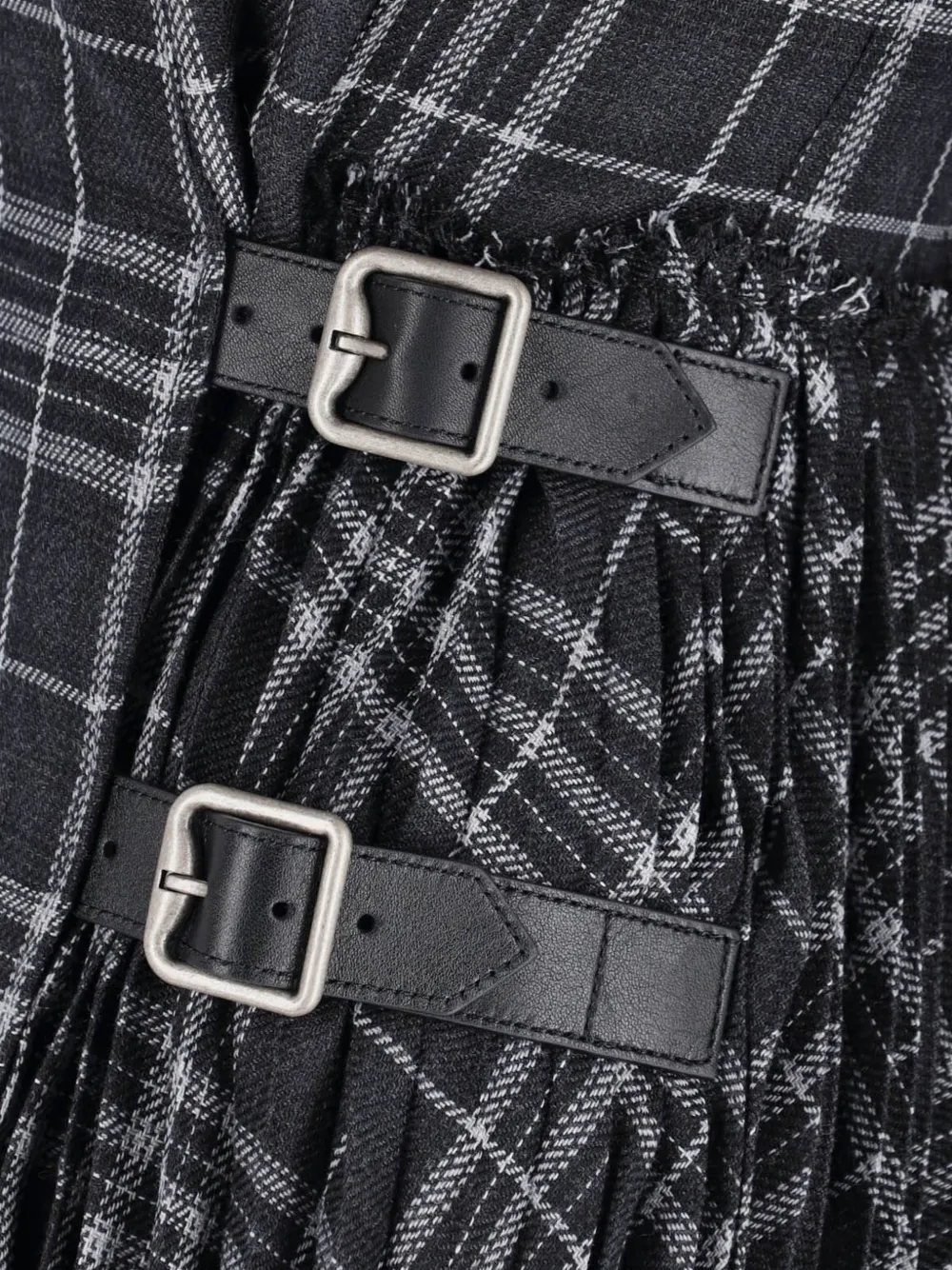 Burberry Check jurk met plooien en gesp Zwart