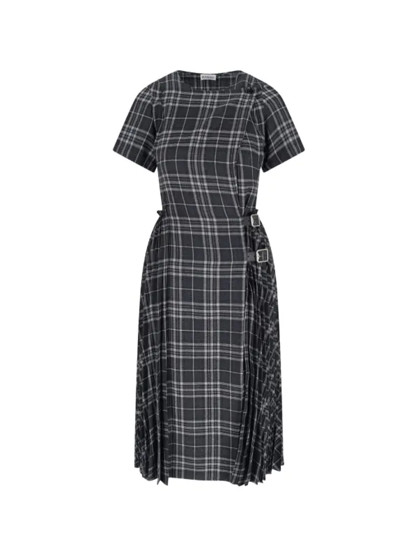 Burberry Women's Check Buckle Pleated Dress - Black