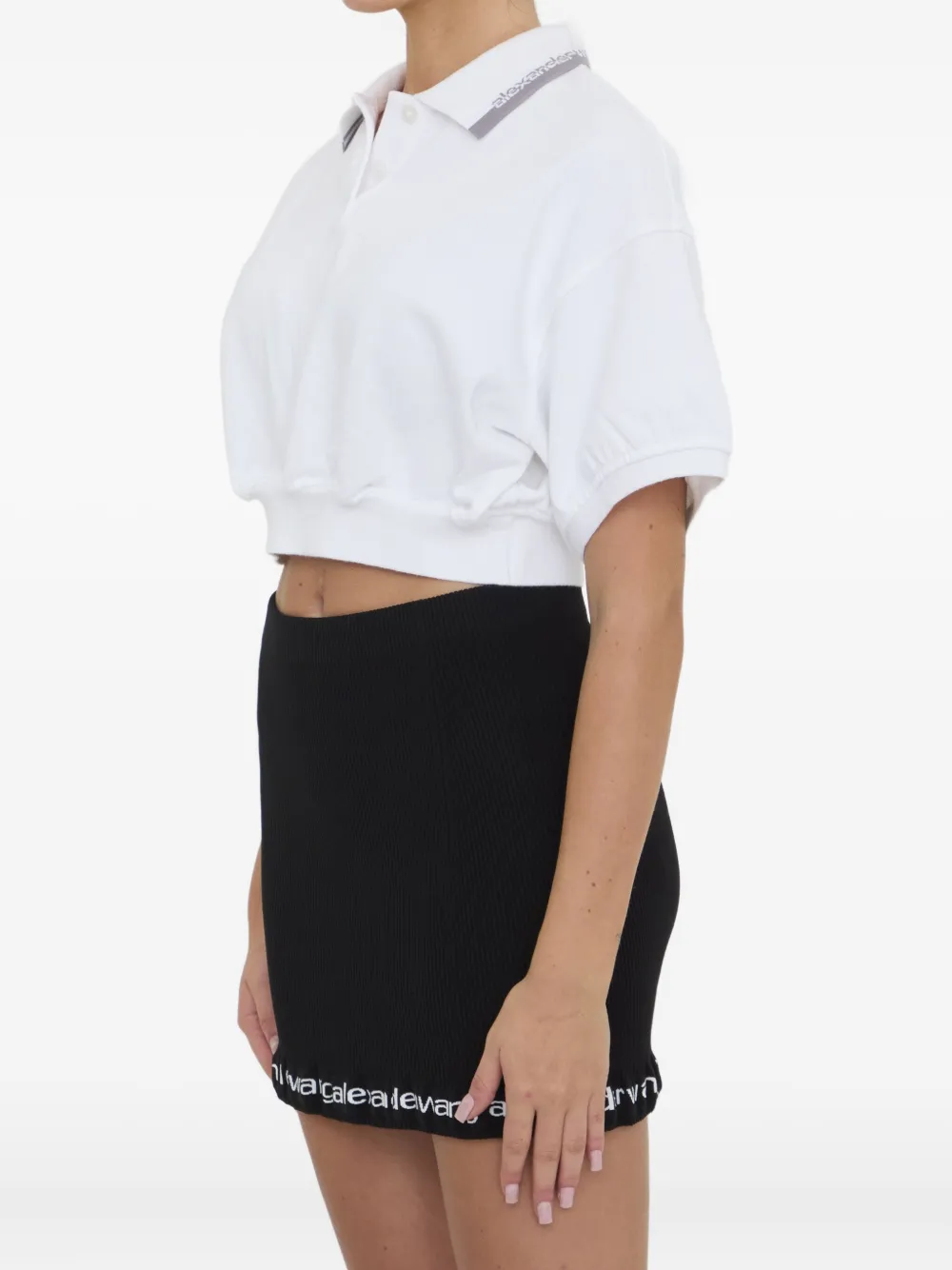 Alexander Wang Women Cropped Cotton Polo Shirt In White