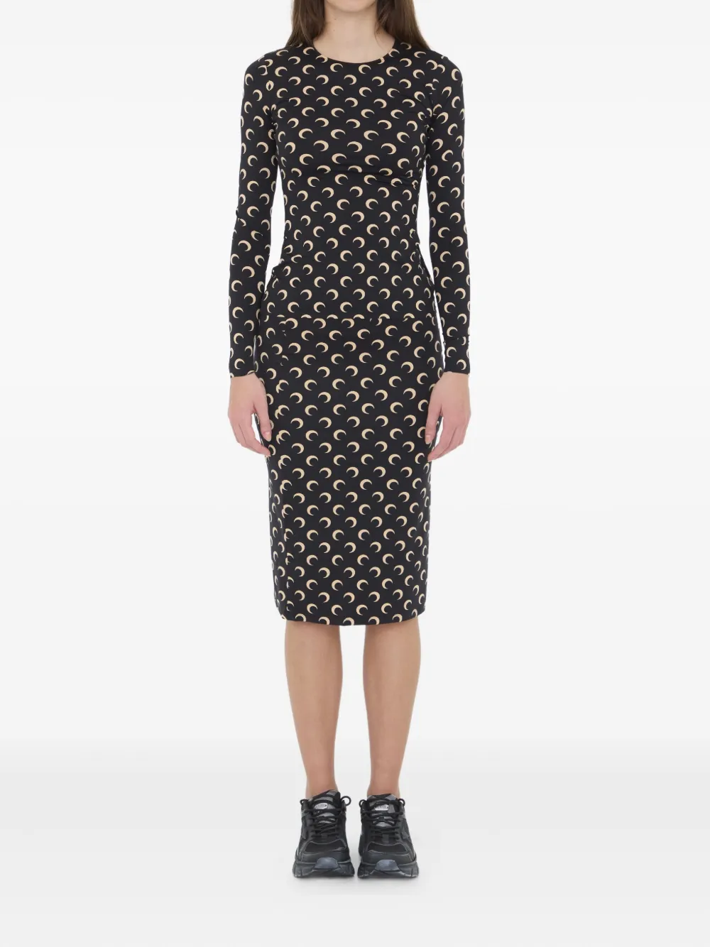 Marine Serre Crescent Moon-print Long-sleeve Top In Black
