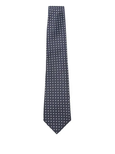 Kiton geometric-patterned silk tie