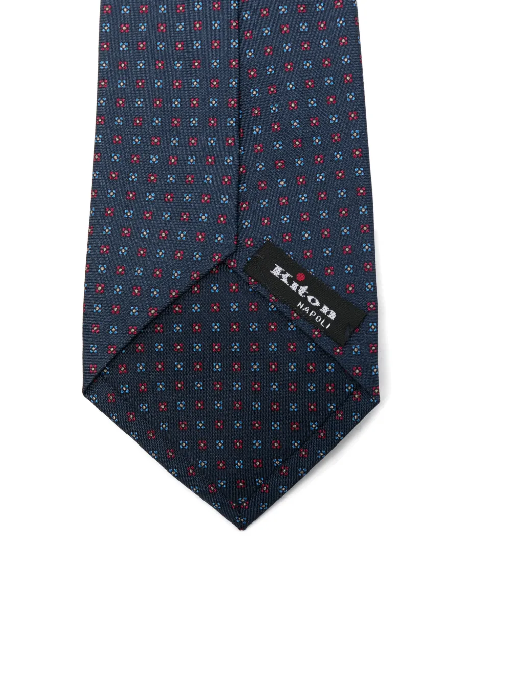 Kiton patterned silk tie Blauw