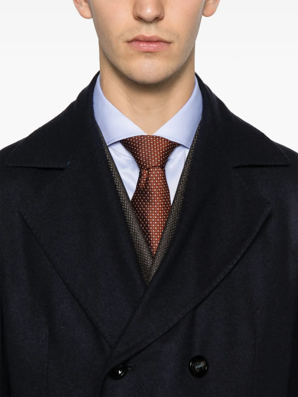 Kiton Kasjmier jas met dubbele rij knopen Blauw