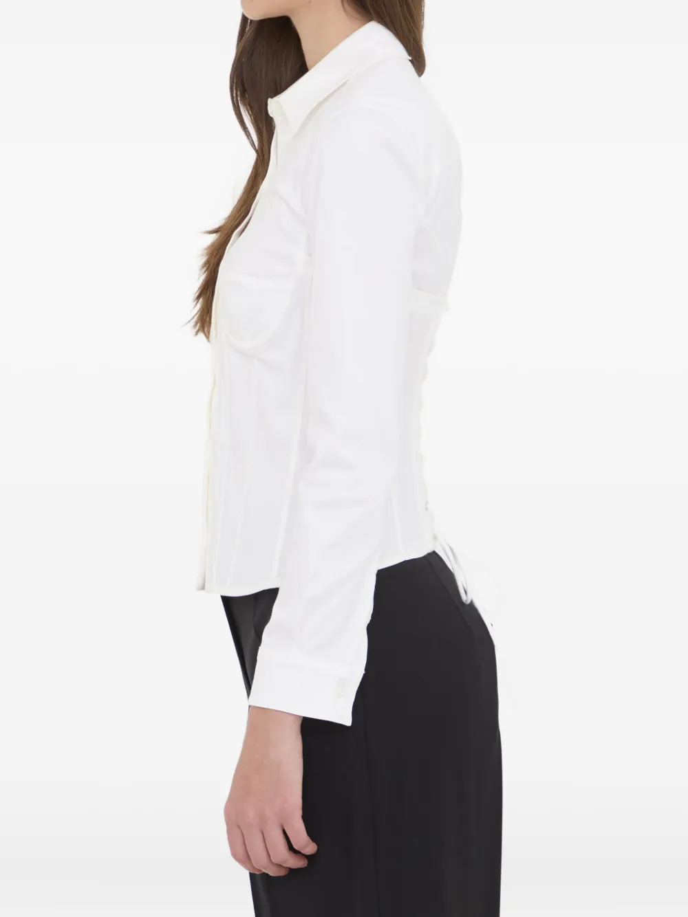 Balenciaga Corseted Stretch Poplin Button-up Shirt In White