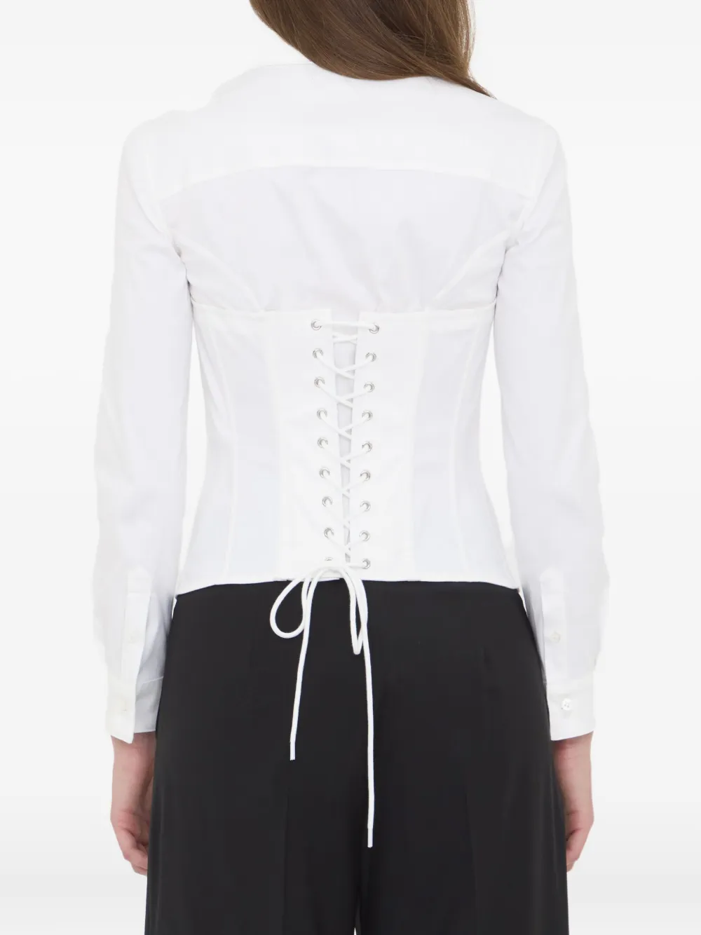 Balenciaga Corseted Stretch Poplin Button-up Shirt In White