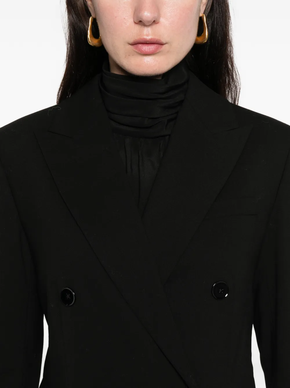 Ralph Lauren Double-breasted Wool Jacket In Black