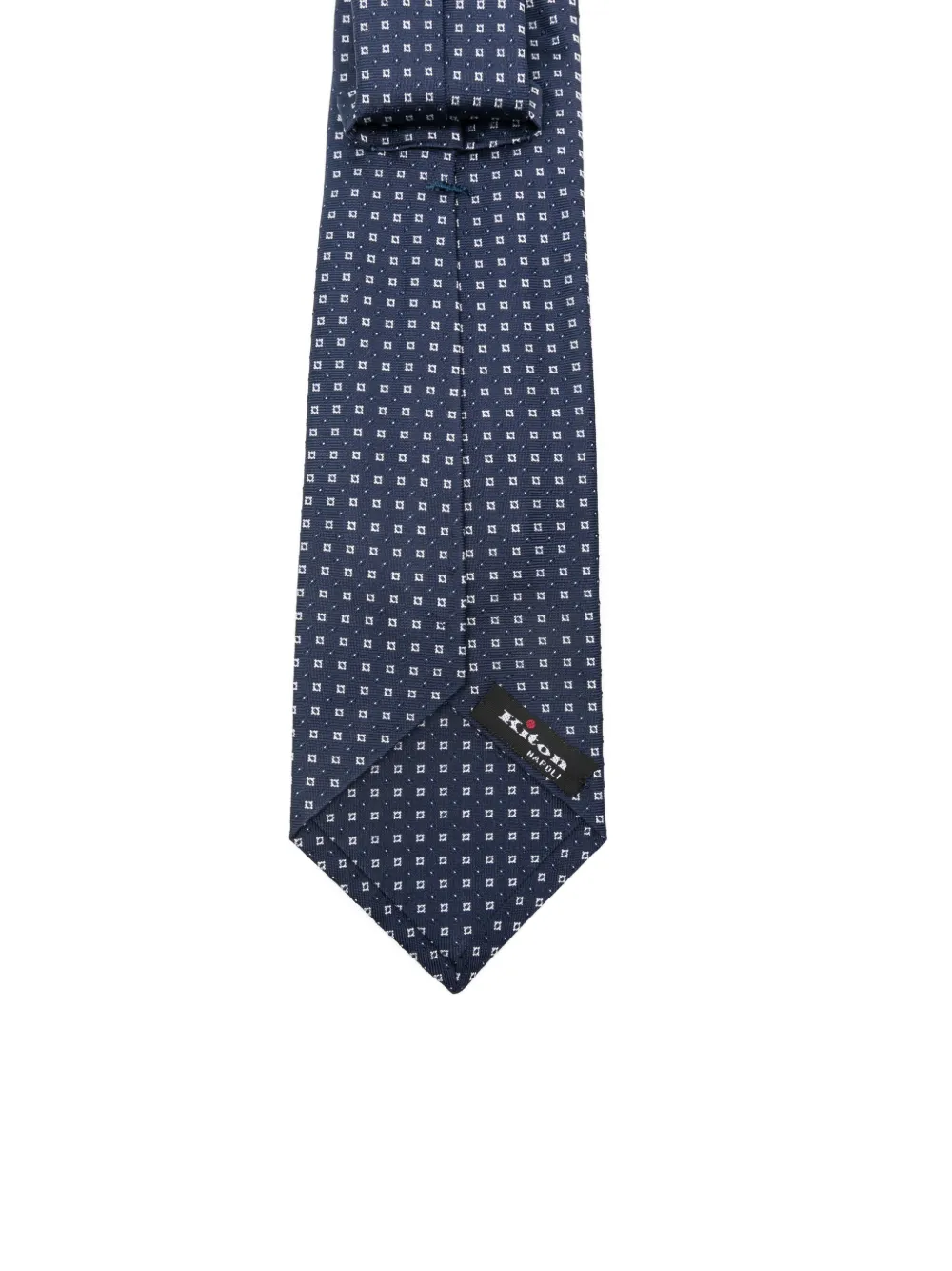 Kiton patterned silk tie Blauw