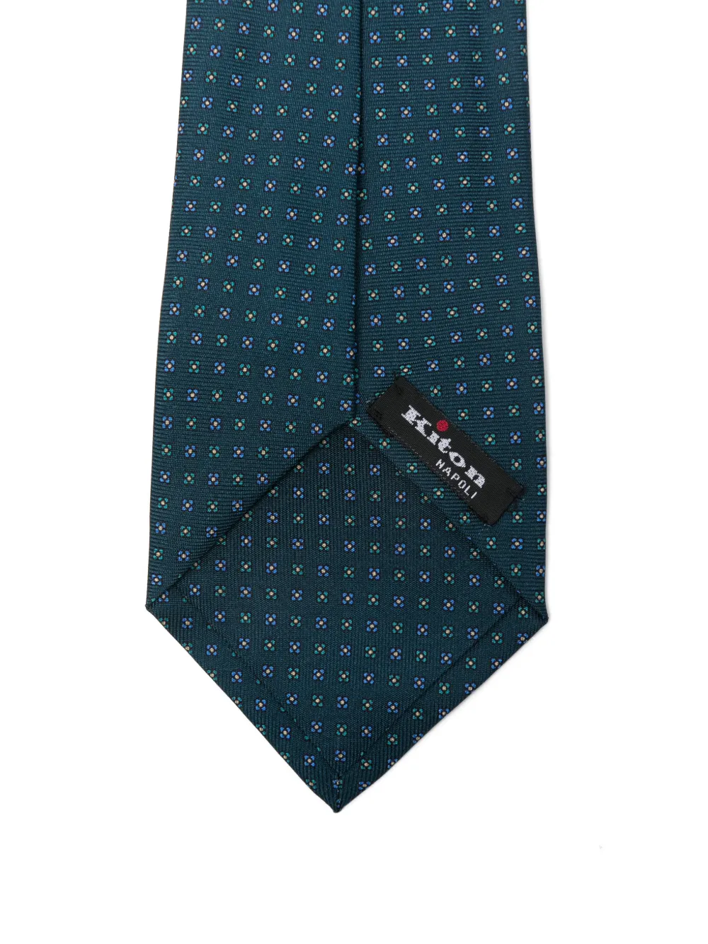 Kiton patterned silk tie Blauw