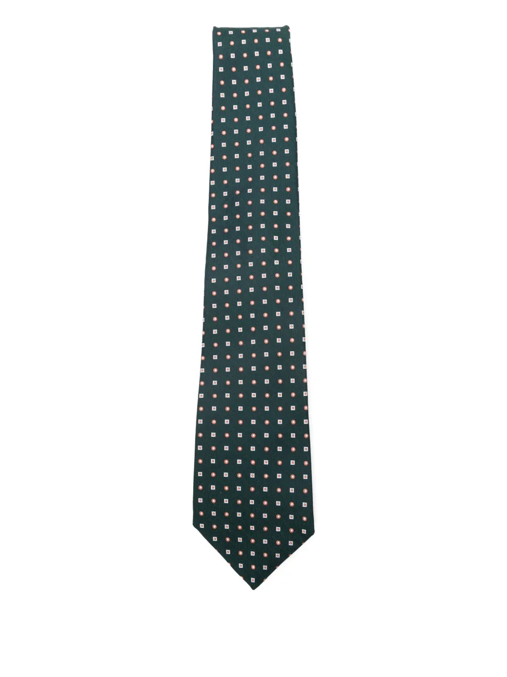 Kiton geometric-patterned silk tie | Green | Image 1