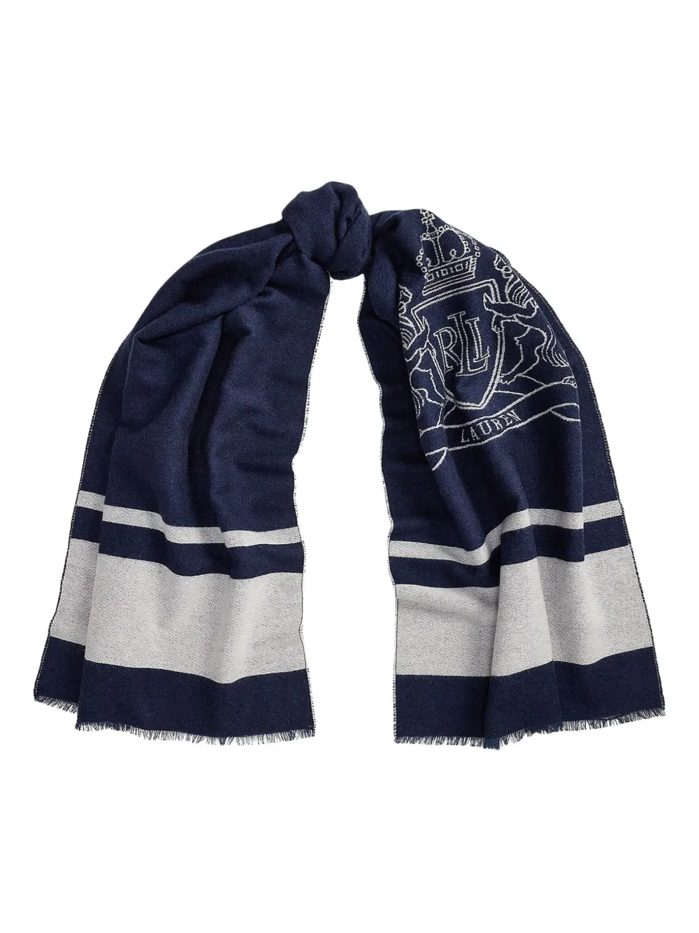Ralph Lauren Logo Striped Scarf In Blue