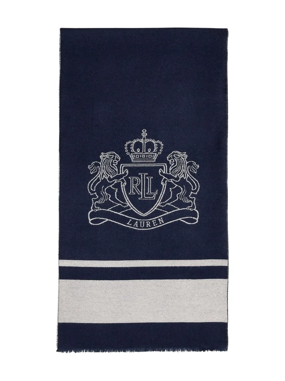 Ralph Lauren Logo Striped Scarf In Blue