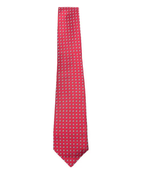 Kiton geometric-patterned silk tie