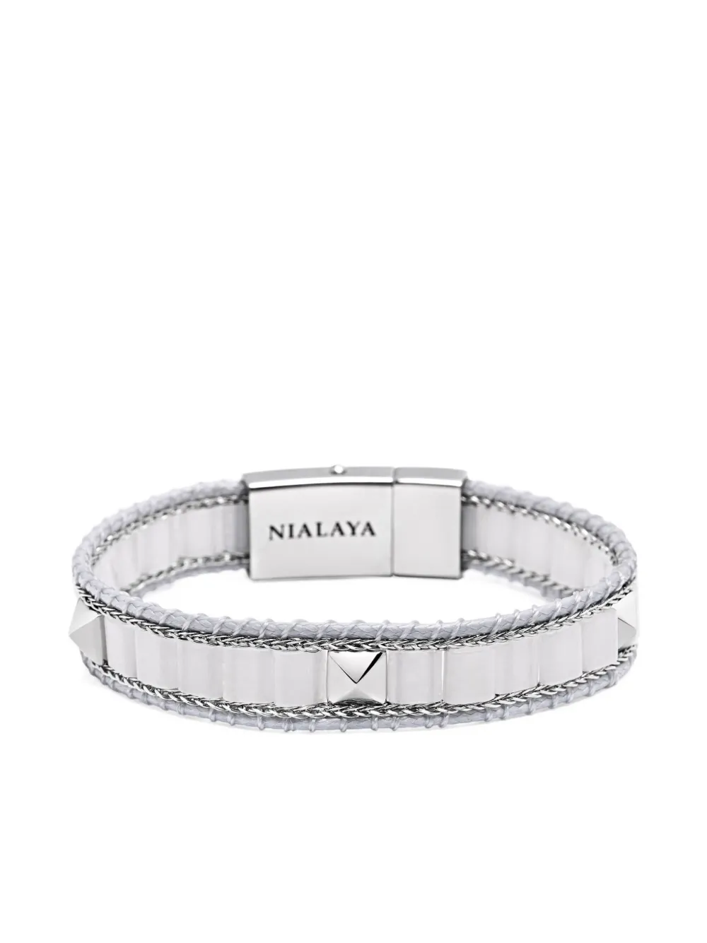 Nialaya Jewelry stud-embellishment jade bracelet - Zilver