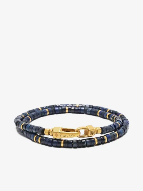 Nialaya Jewelry wrap lapis lazuli heishi bracelet