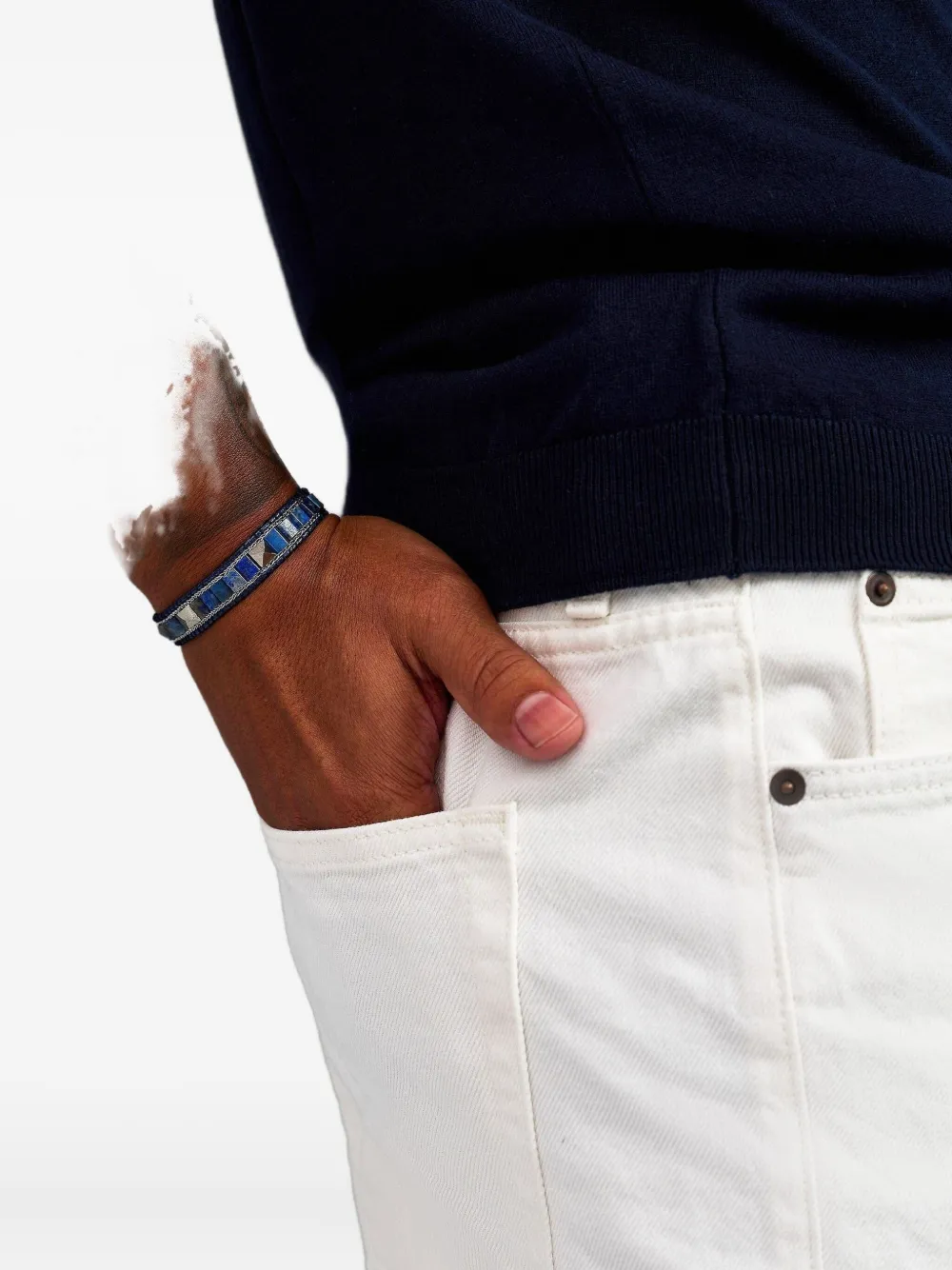 Nialaya Jewelry stud lapis lazuli bracelet - Blu