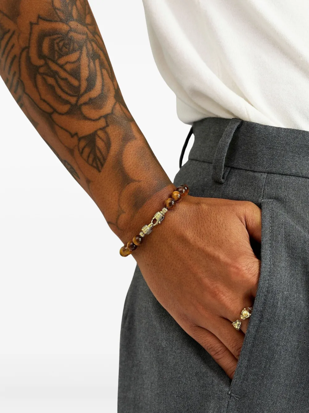 Nialaya Jewelry Healing tiger eye beaded bracelet - Marrone