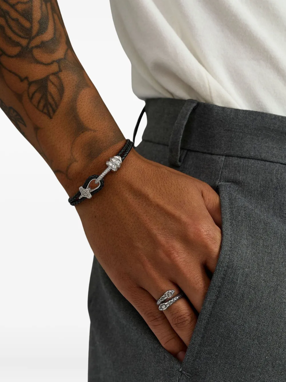  Nialaya Jewelry Rope-clasp Leather Bracelet - Black 