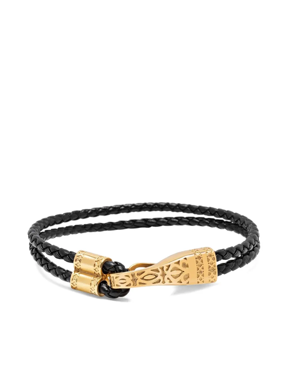 Nialaya Jewelry braided clasp leather bracelet - Nero