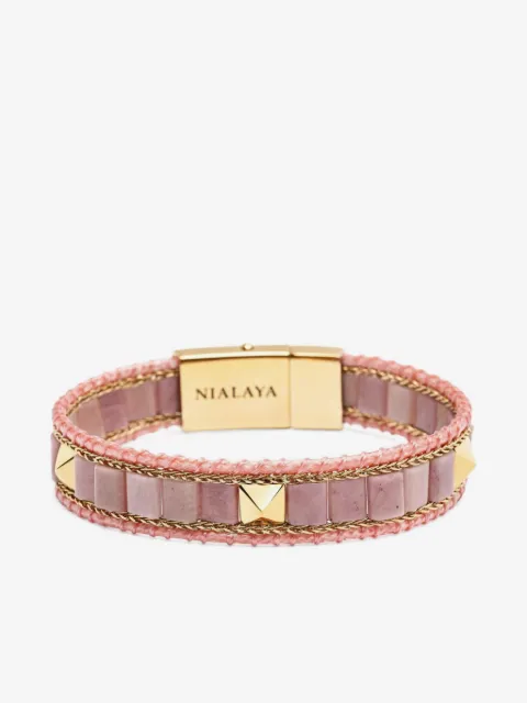 Nialaya Jewelry stud-embellishment rhodonite bracelet
