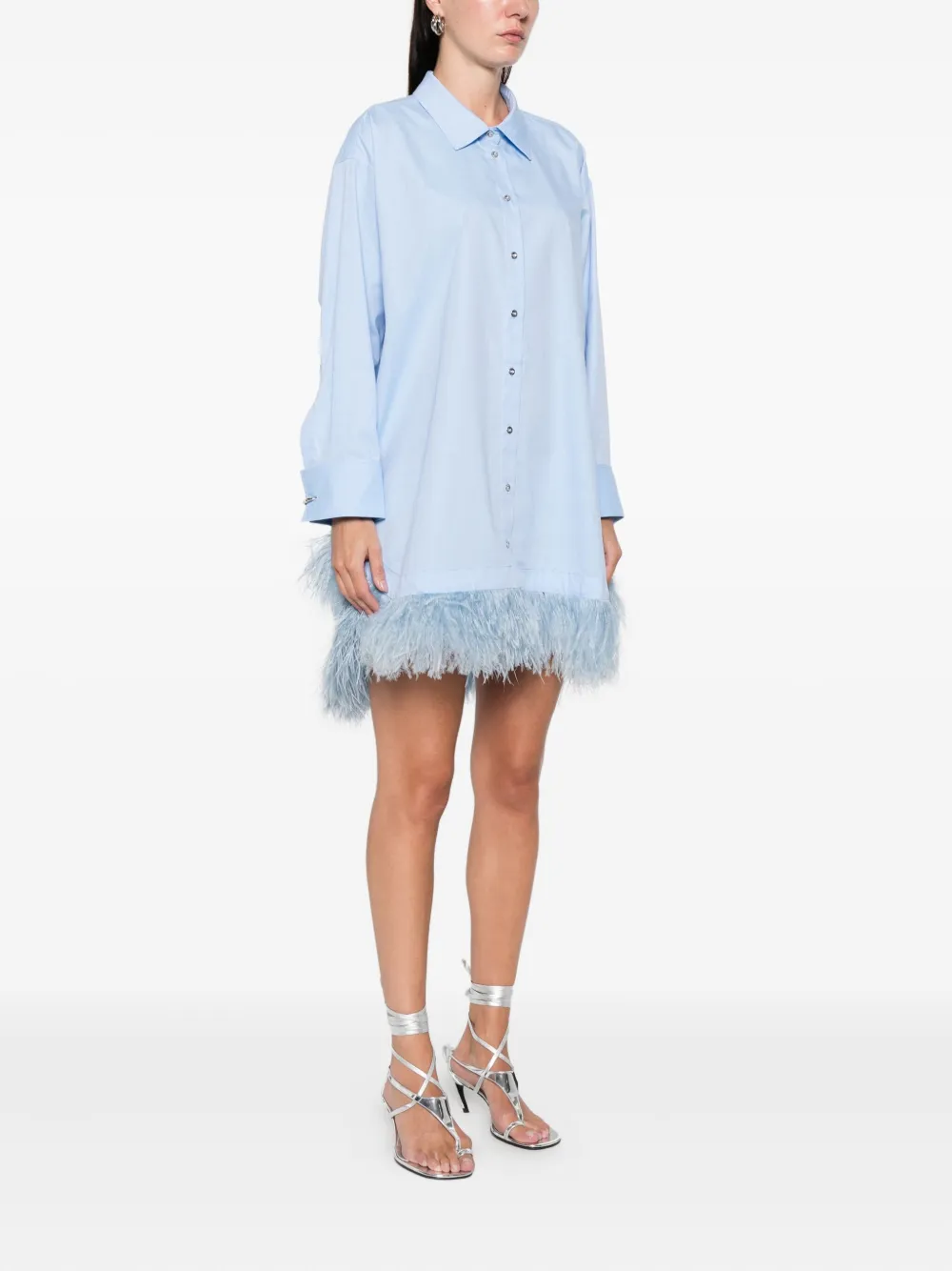 羽毛边饰连衣裙