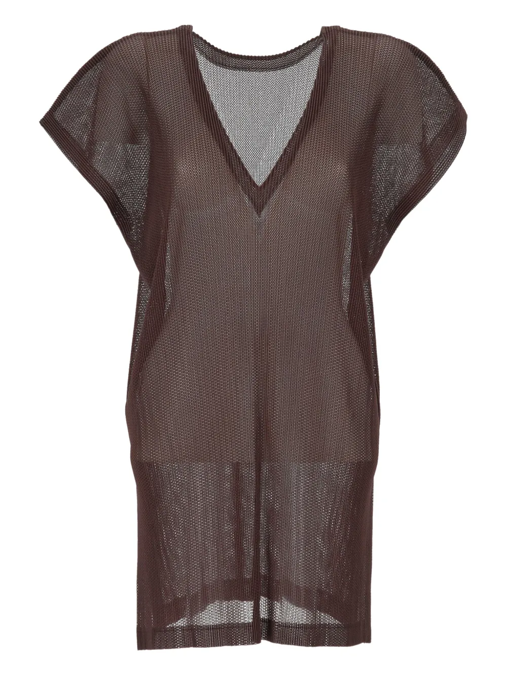 Issey Miyake V-neck Dress In Brown