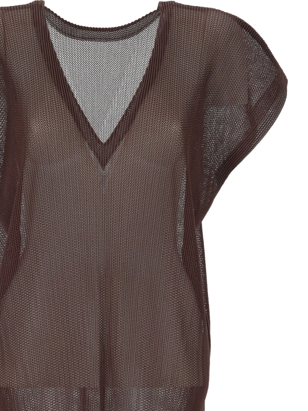 Issey Miyake V-neck Dress In Brown