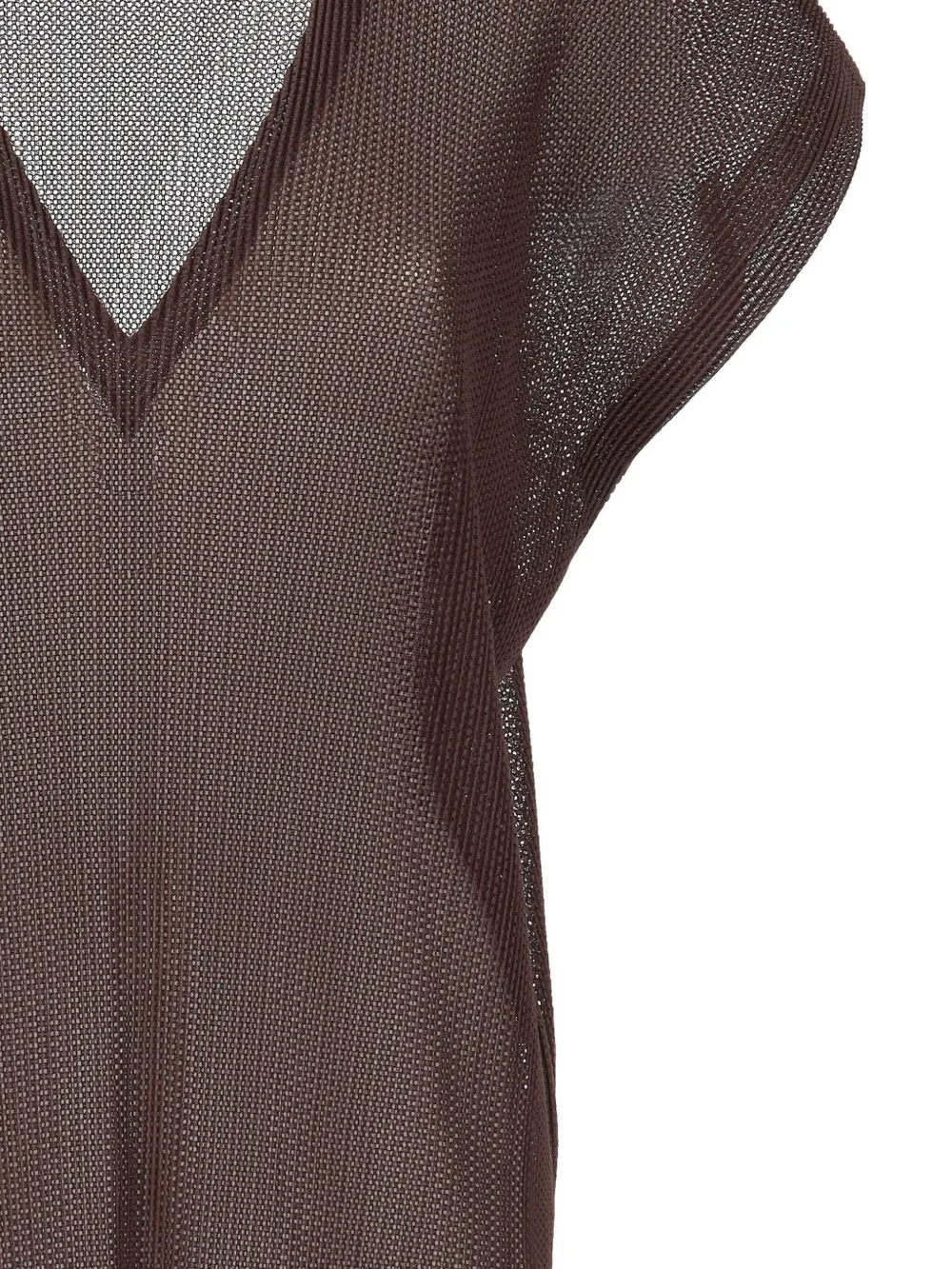 Pleats Please Issey Miyake Jurk met V-hals - Bruin