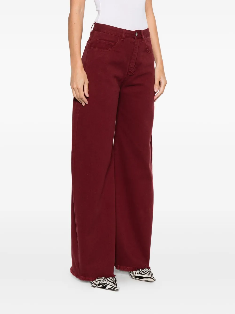 Marques' Almeida Frayed Jeans In Burgundy
