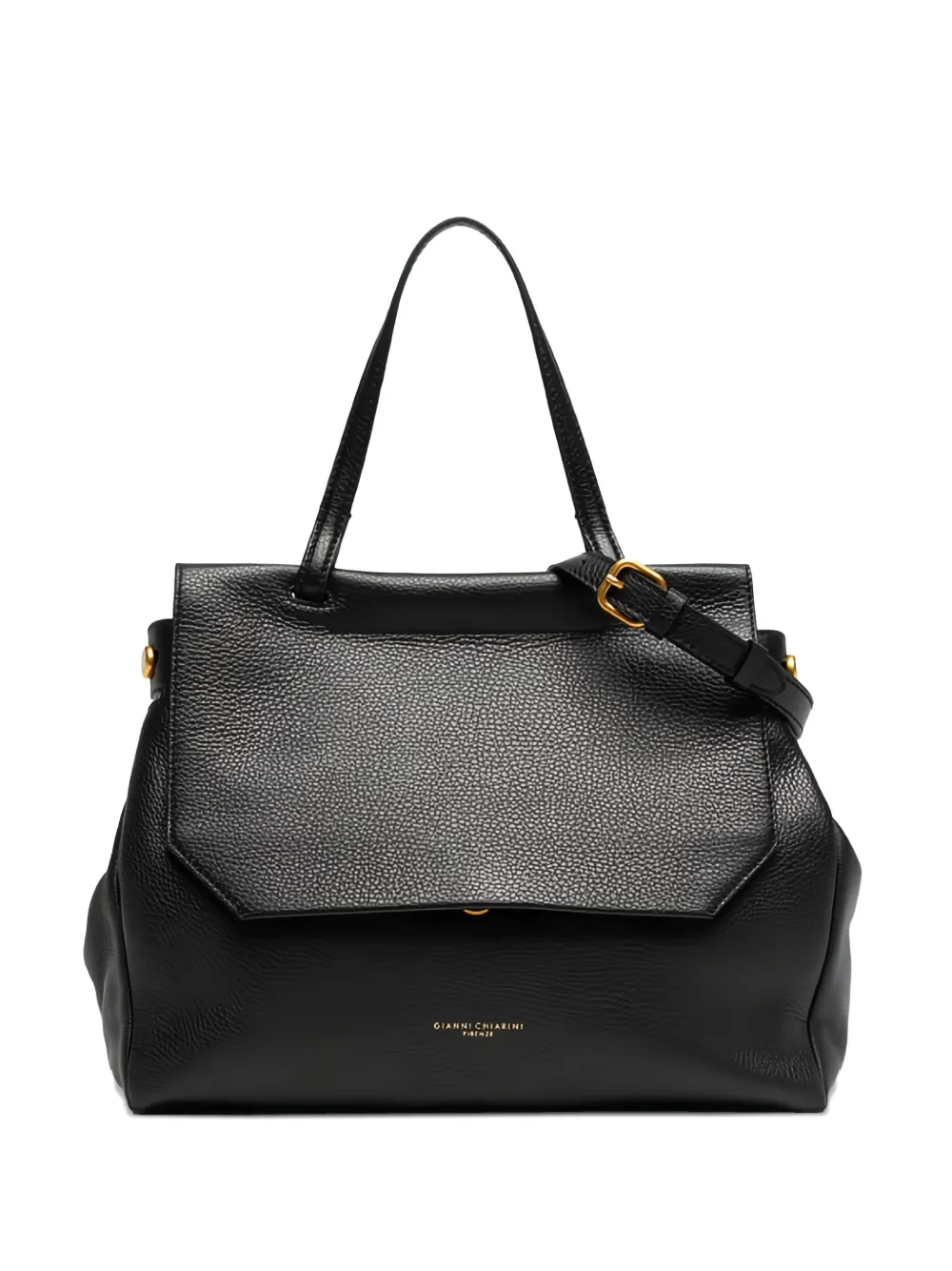 GIANNI CHIARINI Ottavia leren shopper met omslag Zwart