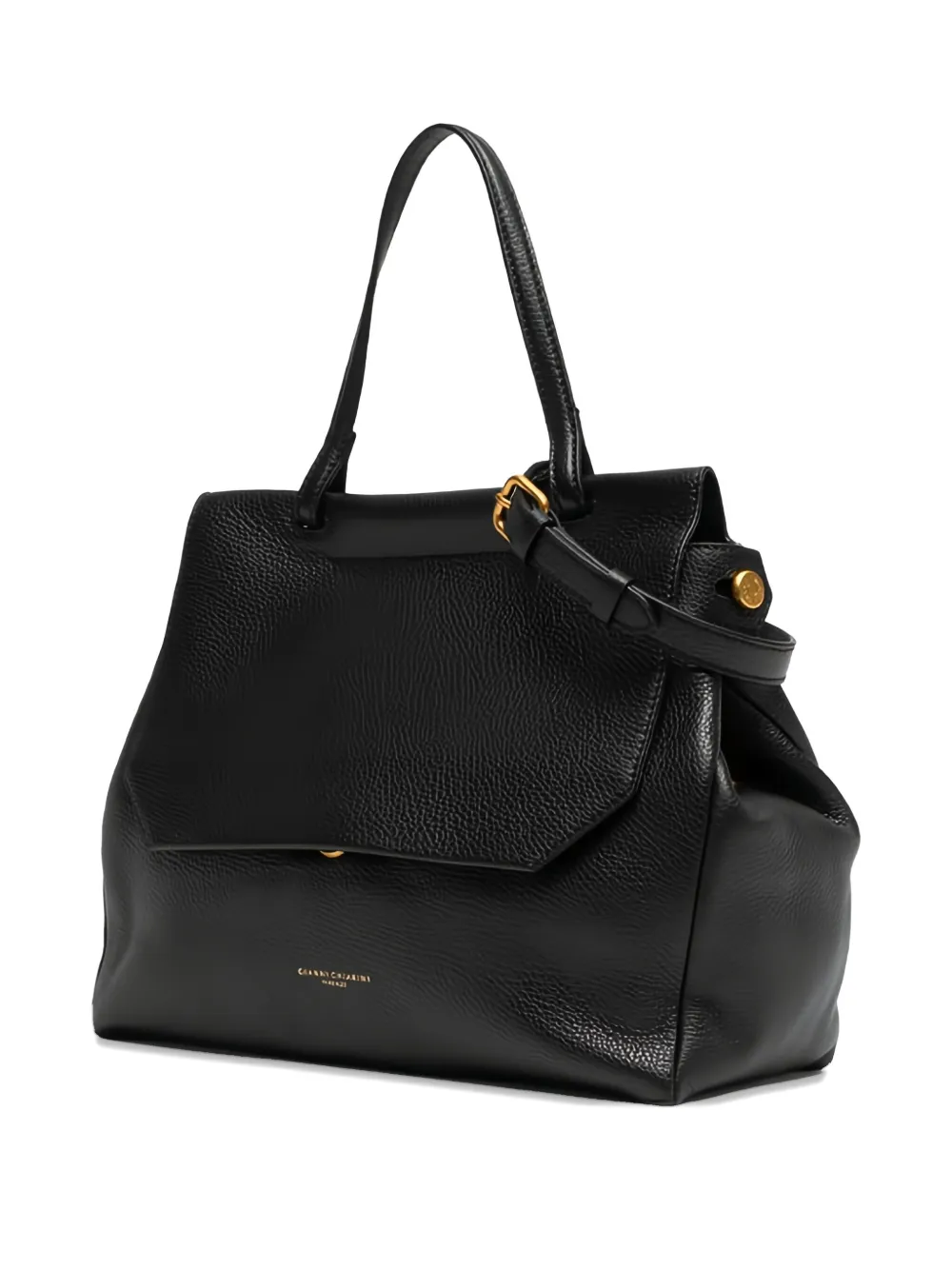 GIANNI CHIARINI Ottavia leren shopper met omslag Zwart