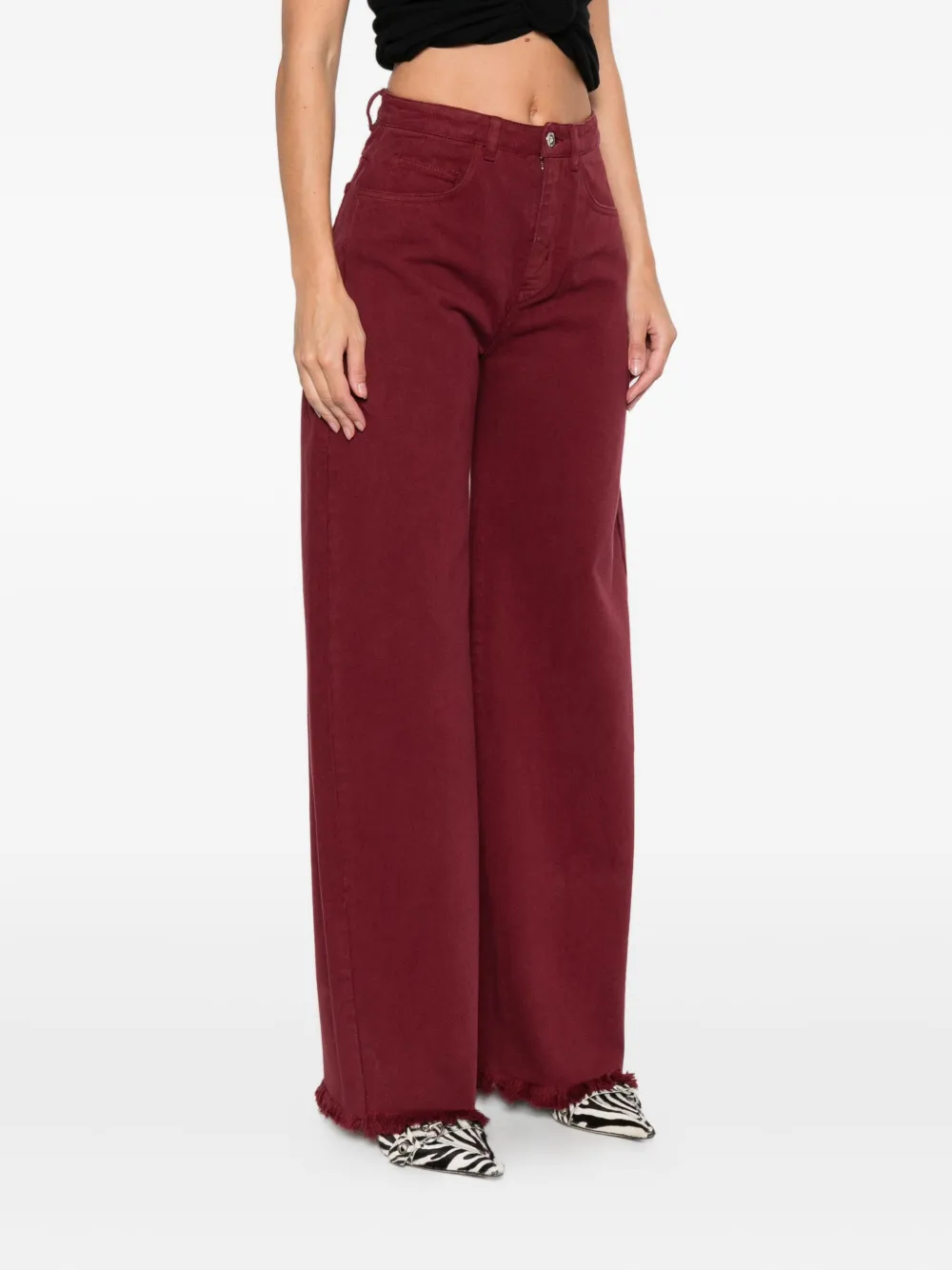 Marques' Almeida Frayed Jeans In Red
