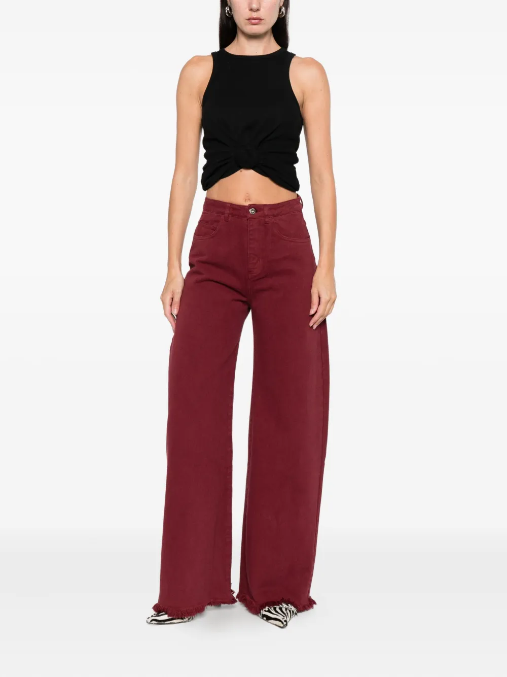 Marques' Almeida Frayed Jeans In Red