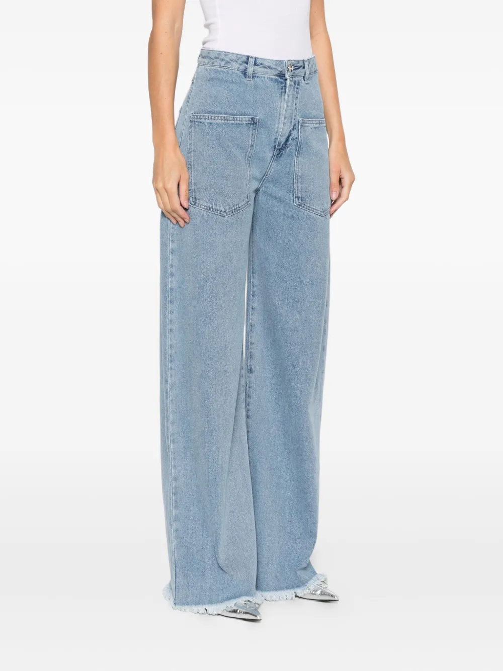 Marques' Almeida Patch-pockets Frayed Jeans In Blue