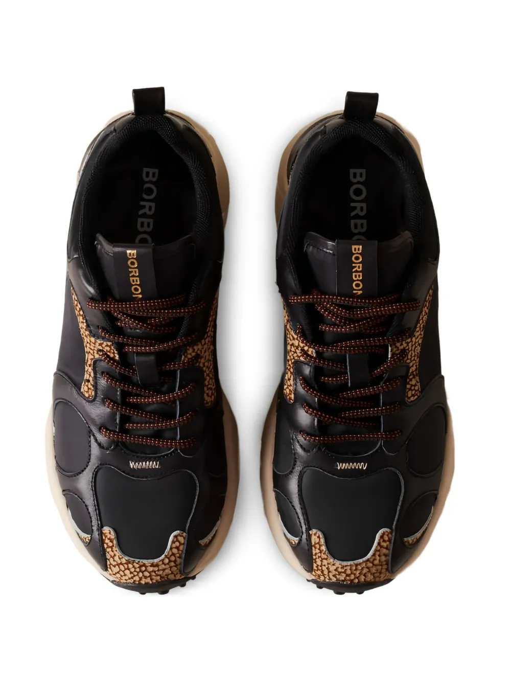 Borbonese Patterned-panel Sneakers In Black