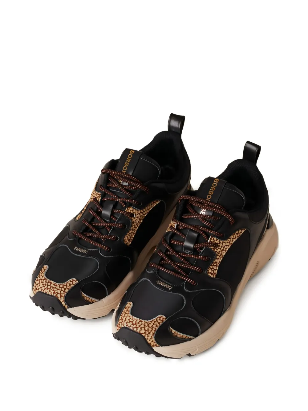 Borbonese Patterned-panel Sneakers In Black