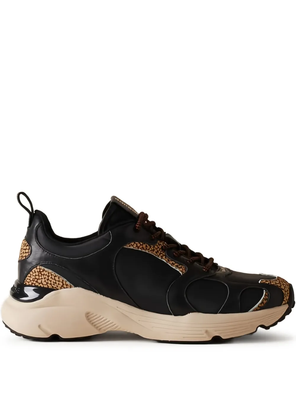 Borbonese Patterned-panel Sneakers In Black
