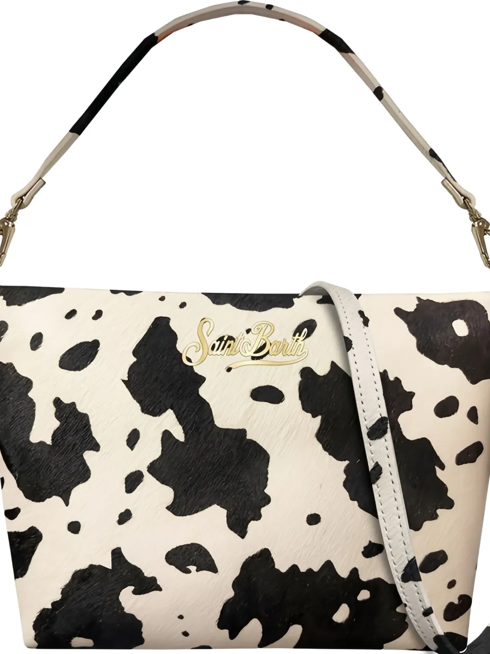 MC2 Saint Barth Aline Soulder cow print logo shoulder bag - Wit