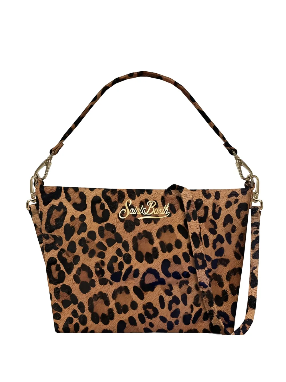 Mc2 Saint Barth Aline Shoulder Leopard Print Shoulder Bag In Brown