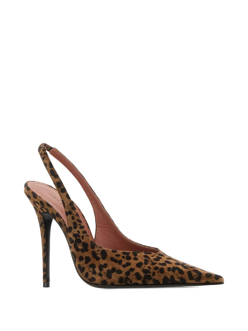 Amina Muaddi Leopard Print Suede Heels In Brown