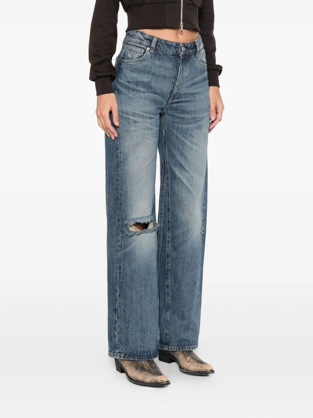 OUR LEGACY Broek met gescheurd detail Blauw