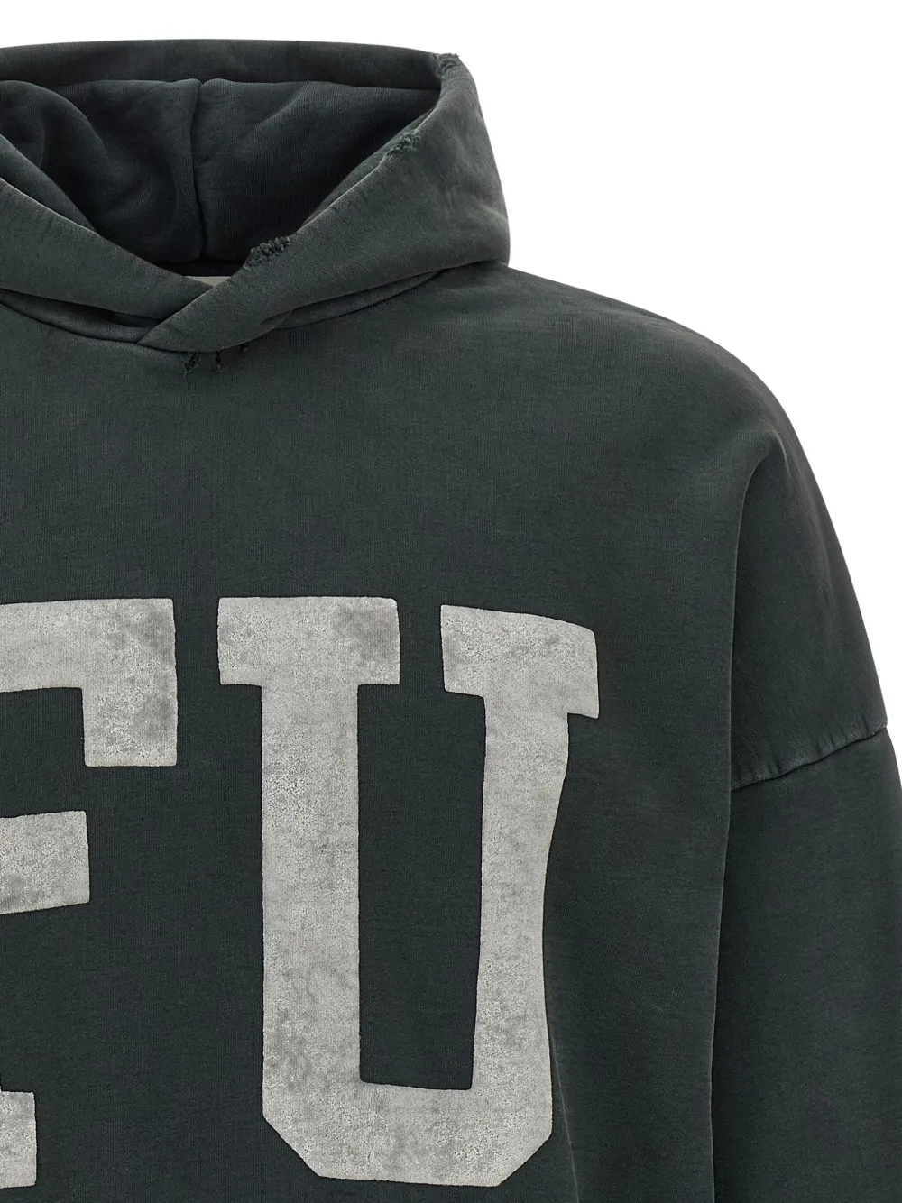 Fear Of God Qualified Printed Cotton-jersey Hoodie In Green