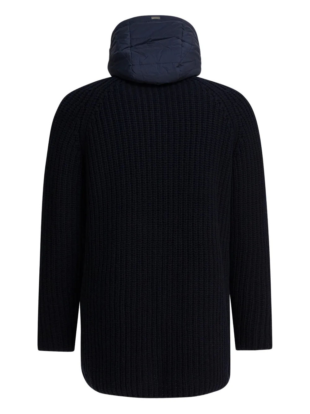 Herno Button Hooded Coat In Blue