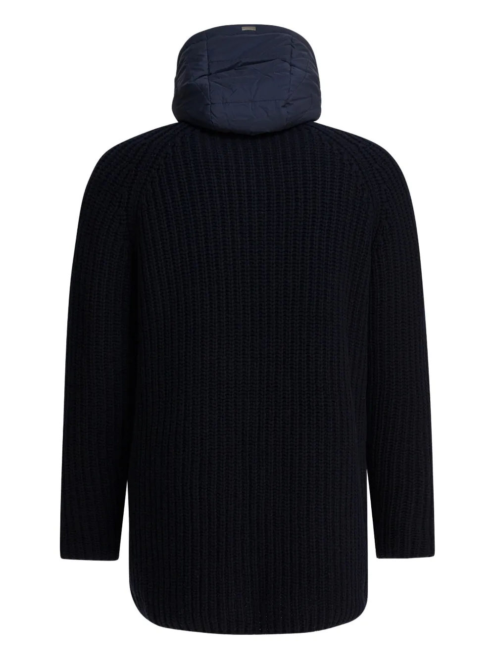 Herno Button Hooded Coat In Blue