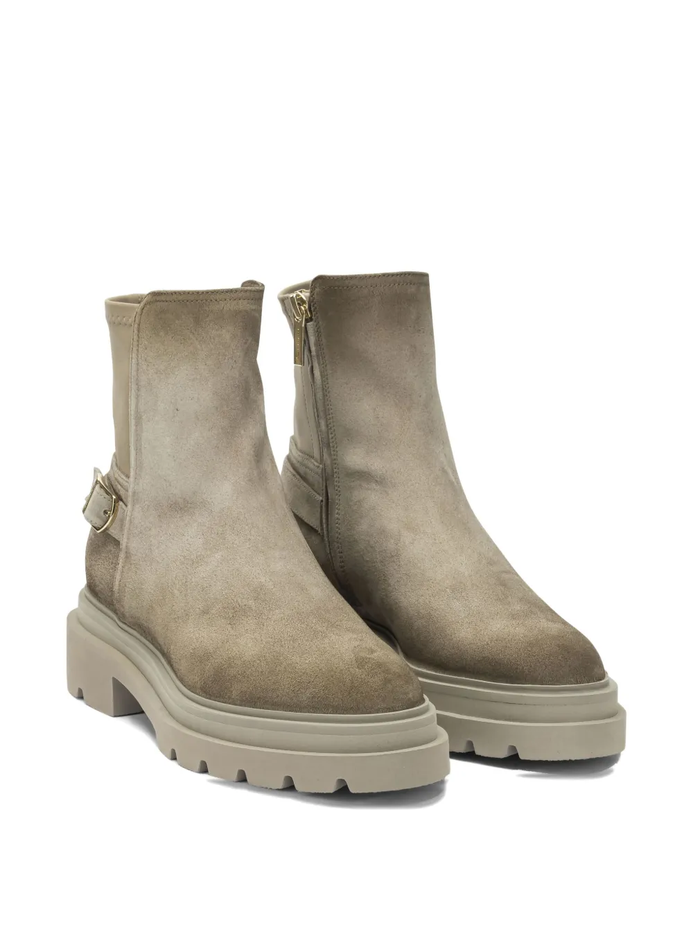 Santoni Buckled-strap Ankle Boots In Neutral