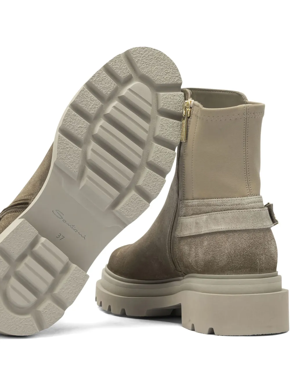 Santoni Buckled-strap Ankle Boots In Neutral