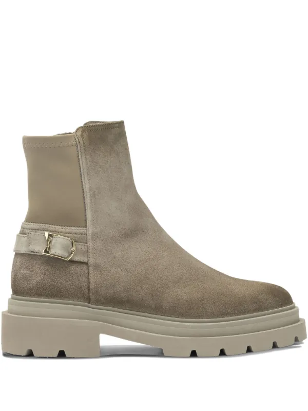 Santoni Buckled-strap Ankle Boots in Neutrals